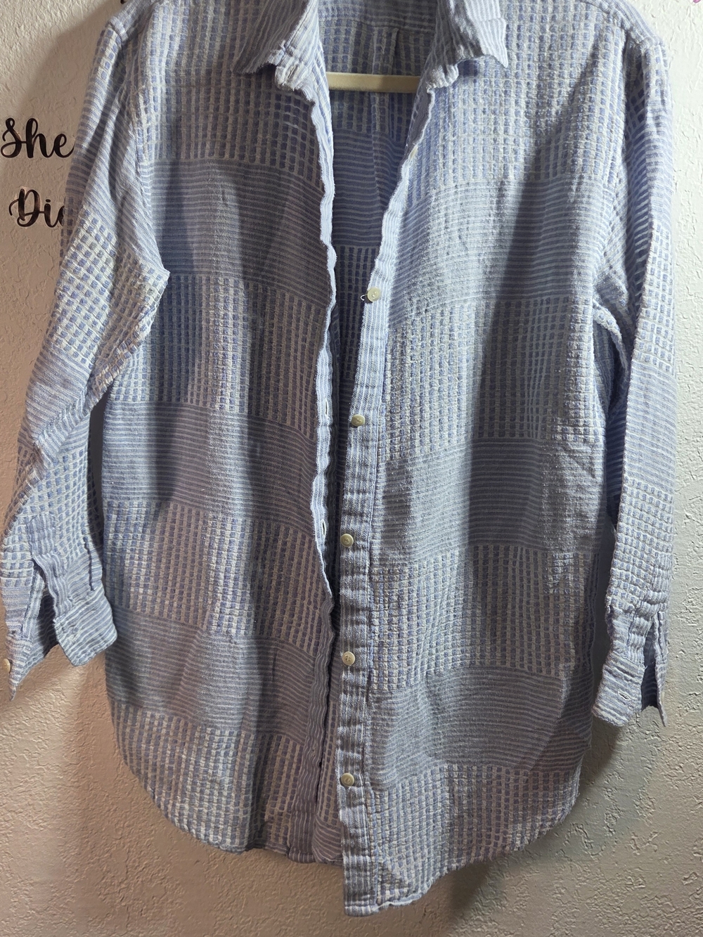 Lemlem Light Blue Textured Button-Down Shirt